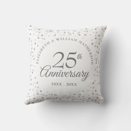 Coussin Coeurs d'argent du 25e anniversaire (Verso)