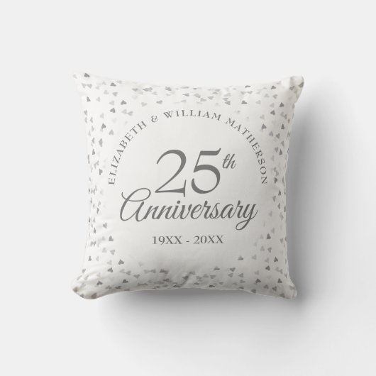 Coussin Coeurs d'argent du 25e anniversaire (Recto)