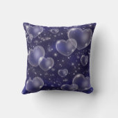 Coussin Cœurs de bulle bleus de fille mignonne (Verso)