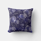 Coussin Cœurs de bulles bleues de fille mignonne (Recto)