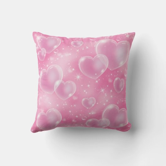 Coussin Coeurs de bulles roses mignonette fille (Verso)