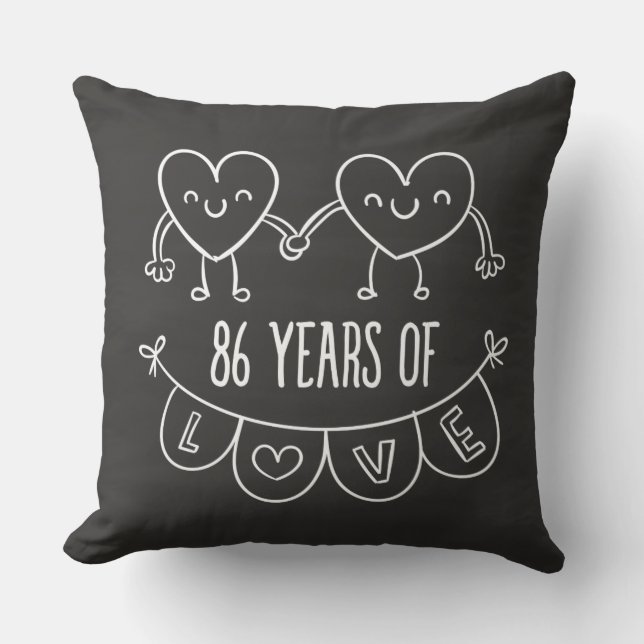 Coussin Coeurs de calèche-cadeaux du 86e anniversaire (Recto)