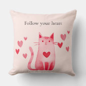 Coussin Coeurs de chat rose pâle (Recto)