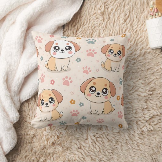Coussin Cœurs de chiot mignons motif aquarelle (6) (Couverture)