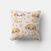 Coussin Cœurs de chiot mignons motif aquarelle (6) (Recto)