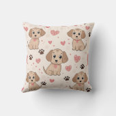 Coussin Cœurs de chiots mignons motif aquarelle (4) (Verso)