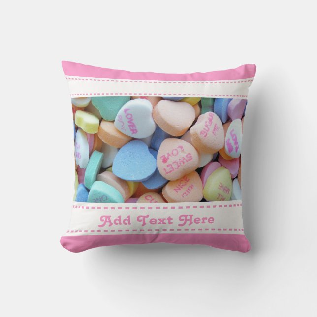 Coussin Coeurs de conversation de bonbons (Recto)