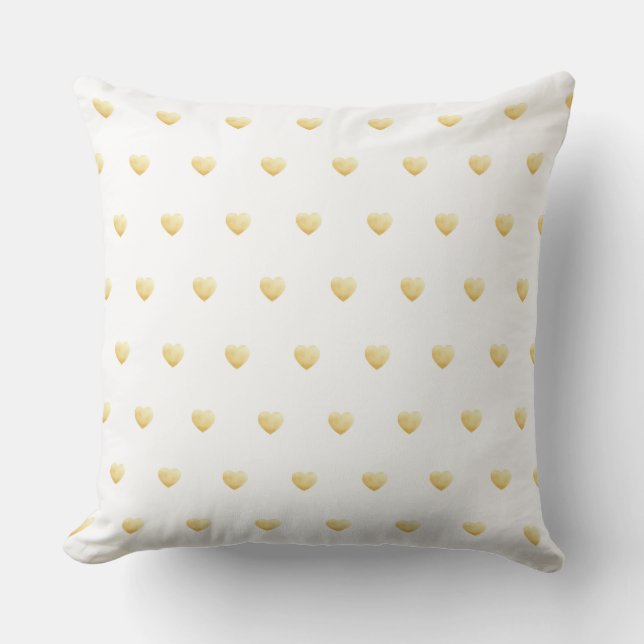 Coussin Coeurs de fille Or sur blanc (Recto)