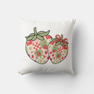 Coussin Cœurs de fraise en patchwork Art mignon Coquette