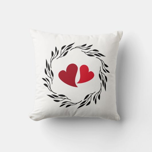Coussin Cœurs de la Saint-Valentin en couronne (Recto)