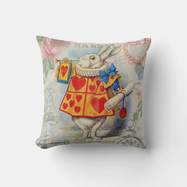 Coussin Cœurs de Lapin Blanc Alice Classique (Recto)