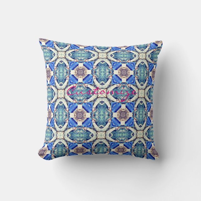 Coussin Coeurs de mandala bleu motif Thunder_Cove (Recto)