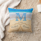 Coussin  Coeurs de mariage sur la plage dans la famille de (Couverture)