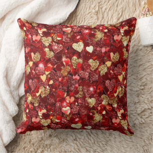 Coussin Coeurs de Parties scintillant Red Gold
