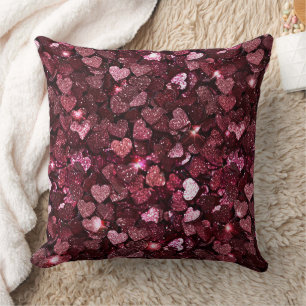 Coussin Coeurs de Parties scintillant rouge Bourgogne