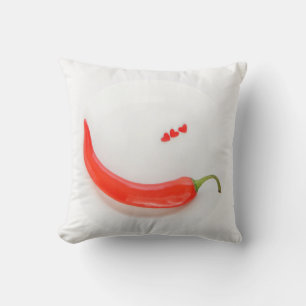 Coussin Coeurs de poivre chaud rouge blanc