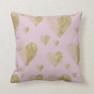 Coussin Coeurs de rose et d'or