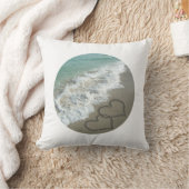 Coussin Coeurs de sable sur la plage (Couverture)
