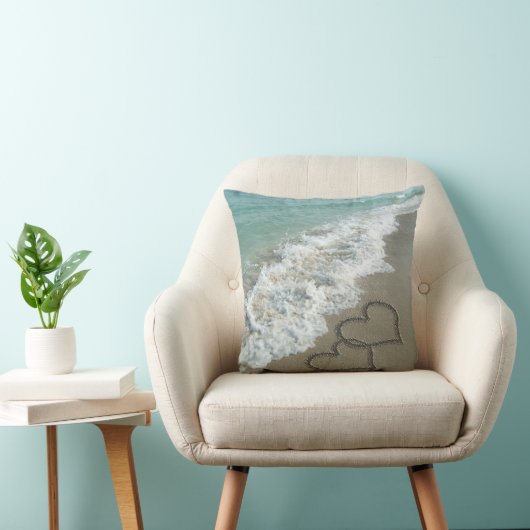 Coussin Coeurs de sable sur la plage (Chaise)