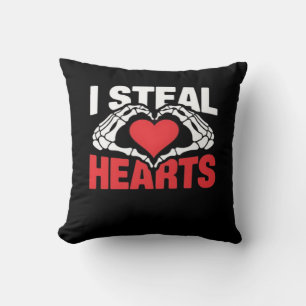 Coussin Coeurs de vol Valentines Jour Funny Skeleton Hand 