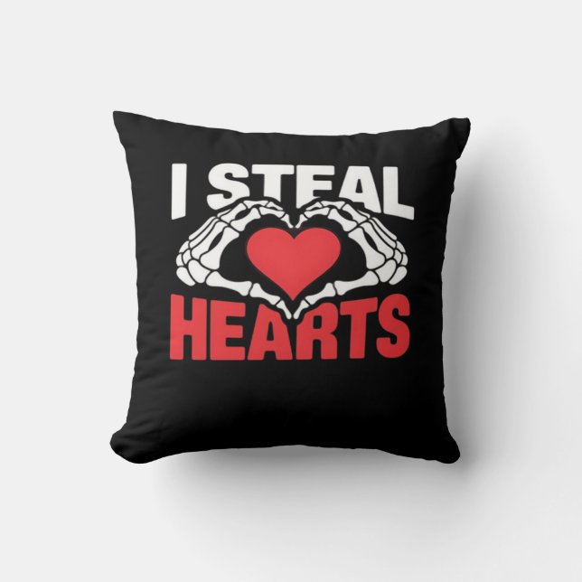 Coussin Coeurs de vol Valentines Jour Funny Skeleton Hand  (Recto)