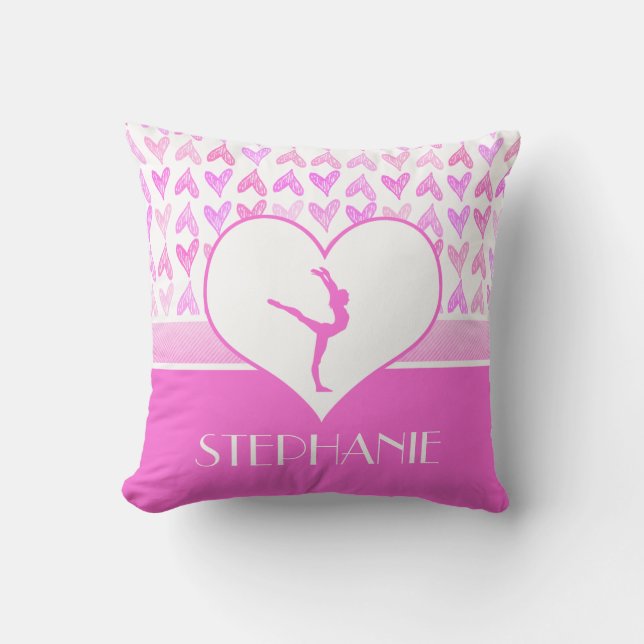 Coussin Coeurs décorés d'un monogramme d'aquarelle de rose (Recto)