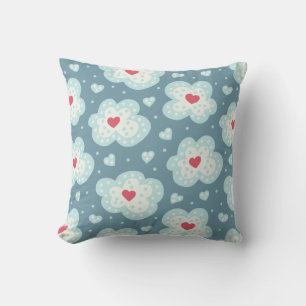 Coussin Coeurs D'Hiver Mignons Et Motif De Nuages De Neige