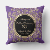 Coussin Coeurs d'or chic tourbillon 50e anniversaire de Ma (Verso)