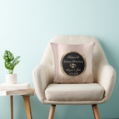 Coussin Cœurs Dorés Rose Paillettes 50e Anniversaire (Chaise)