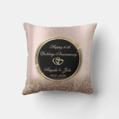 Coussin Cœurs Dorés Rose Paillettes 50e Anniversaire (Verso)
