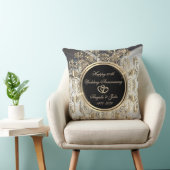 Coussin Cœurs dorés tourbillons Marbre 50e anniversaire de (Chaise)