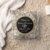 Coussin Cœurs dorés tourbillons marbre 50e anniversaire de (Couverture)