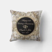 Coussin Cœurs dorés tourbillons marbre 50e anniversaire de (Verso)