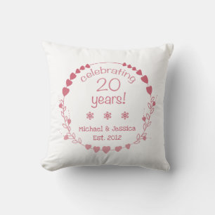 Coussin Coeurs du 20e anniversaire du Mariage