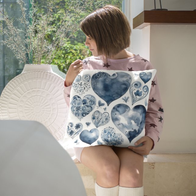 Coussin Cœurs en bleu de Delft  (Créateur téléchargé)