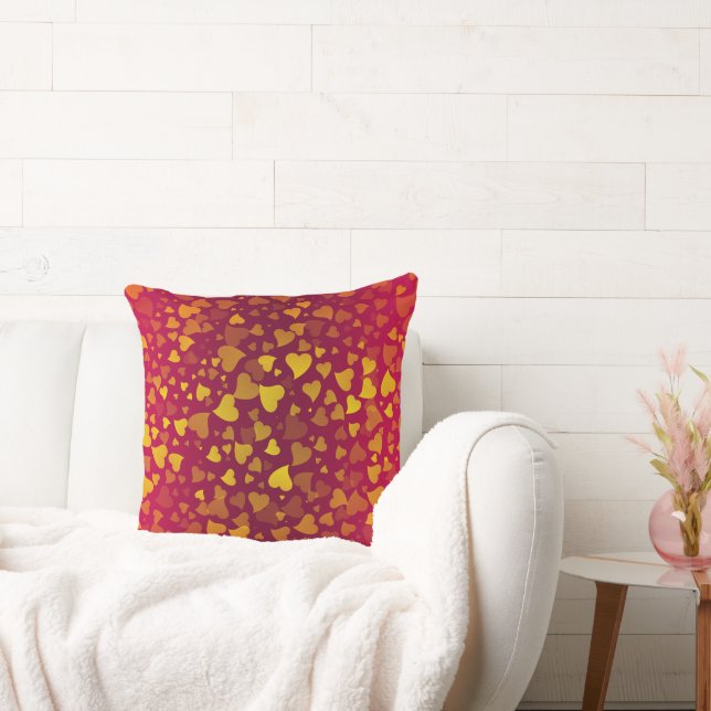 Coussin Coeurs en chute Or rouge (Canapé)