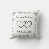 Coussin Coeurs enclenchés - noirs et blancs (Verso)