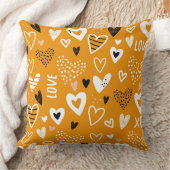 Coussin Coeurs et amour orange et noir lumineux (Couverture)