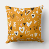 Coussin Coeurs et amour orange et noir lumineux (Verso)