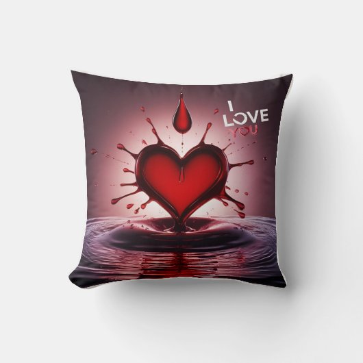 Coussin Coeurs et larmes éclatants en 3D (Recto)