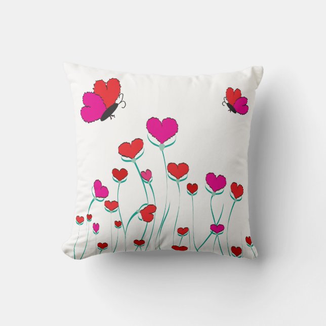 Coussin Coeurs et papillons Valentine Love (Recto)