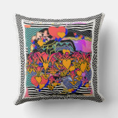 Coussin Cœurs Floraux Chevron (Verso)