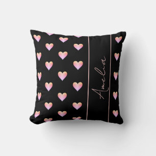 Coussin Coeurs modernes rose noir Personnalisé