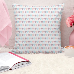 Coussin Coeurs Motif rose bleu pourpre