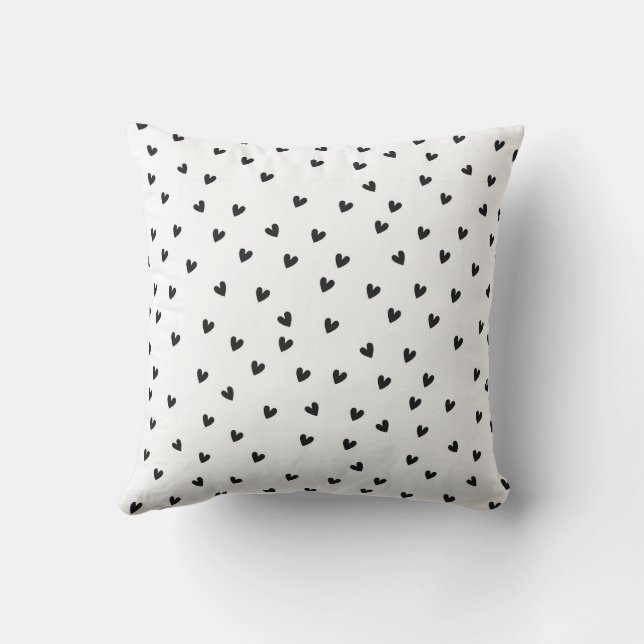 Coussin Cœurs Noir et Blanc Motif Monochrome (Verso)