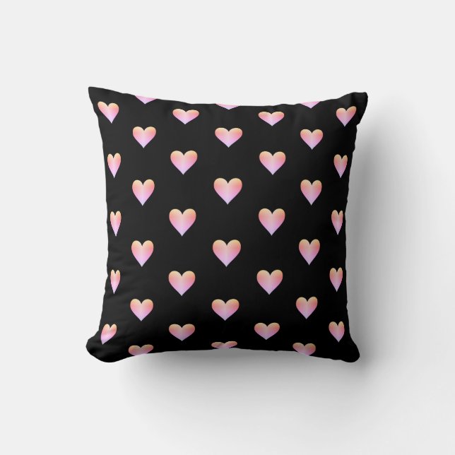 Coussin Coeurs noir rose Iridescente mignonne jolie modern (Recto)