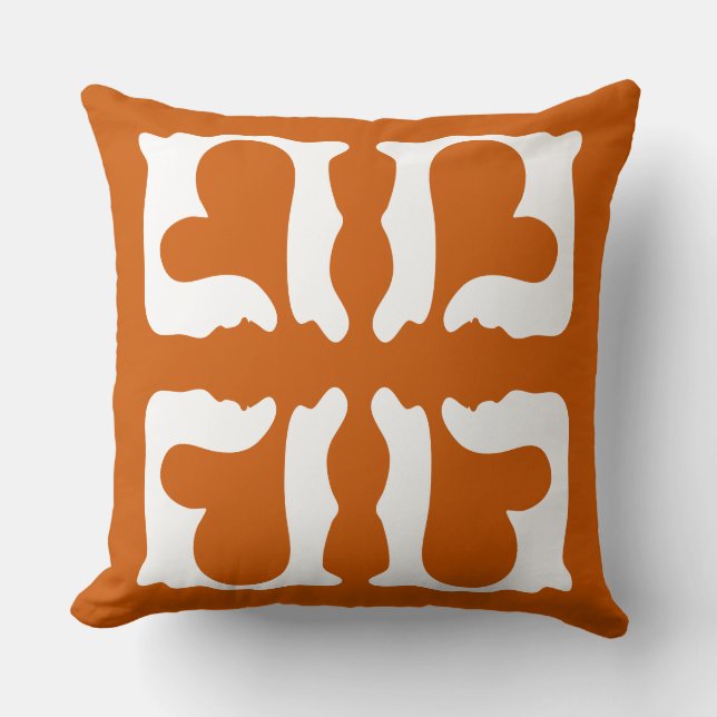 Coussin Cœurs Orange Brûlé et Blanc (Recto)