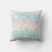 Coussin Cœurs pastel et nuages Aquarelle Rêve (8) (Verso)