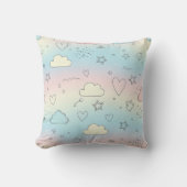 Coussin Cœurs pastel et nuages Aquarelle Rêve (8) (Recto)