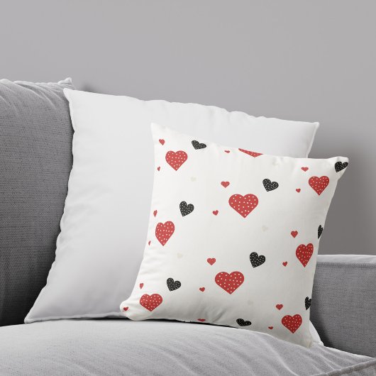 Coussin Coeurs Pointe Rouge et Noir mignons Lancer l'oreil